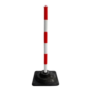 Stalp de delimitare PVC Alb/Rosu H.90cm -159+baza