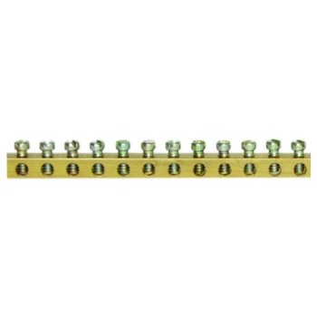 Bară alama stantata cu șuruburi M4 Comtec  L= 1m 6x6 mm, pentru tablou electric cu șină