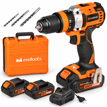 Kit Masina de Insurubat cu Percutie Brushless cu 2 Acumulatori si Incarcator MAX 20V POWER Evotools.