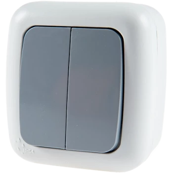 Intrerupator dublu PT GRI IP54 ELEGANT(include taxa verde=0.15lei)