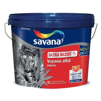 Set Savana Ultra Rezist Vopsea Ultralavabila Superalba Interior 15L+ Amorsa gata de aplicare Savana 4L