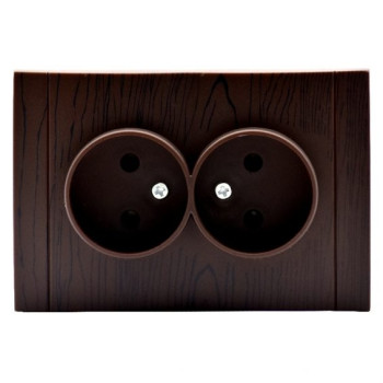 PRIZA 2 PIN DUBLA WALNUT STEJ.I.ANEMON  (Incl.Taxa V.=0.06 lei)