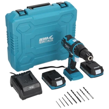 Set de unelte în valiză DEDRA SAS+ALL DED7030A02, șurubelniță cu acumulator, două baterii de 2Ah DED7032, încărcător DED7038, 9 burghie